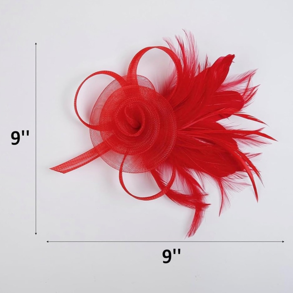 Chic Red Feather Fascinator - Picture 5 of 7